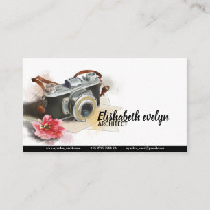 Flower Elements Of Hand Painted Travel Camera Business Card