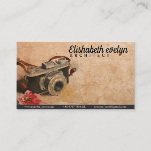 Flower Elements Of Hand Painted Travel Camera Business Card
