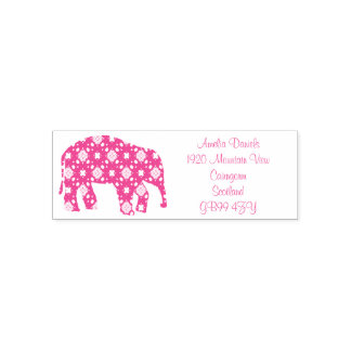 Flower Elephant Address Self-inking Stamp