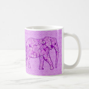 Flower elephant - amethyst purple coffee mug