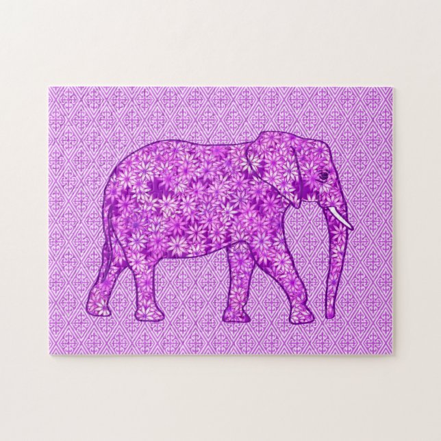 Flower Elephant Amethyst Purple  Jigsaw Puzzle (Horizontal)
