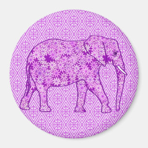 Flower elephant - amethyst purple magnet
