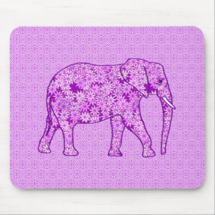 Flower elephant - amethyst purple mouse mat