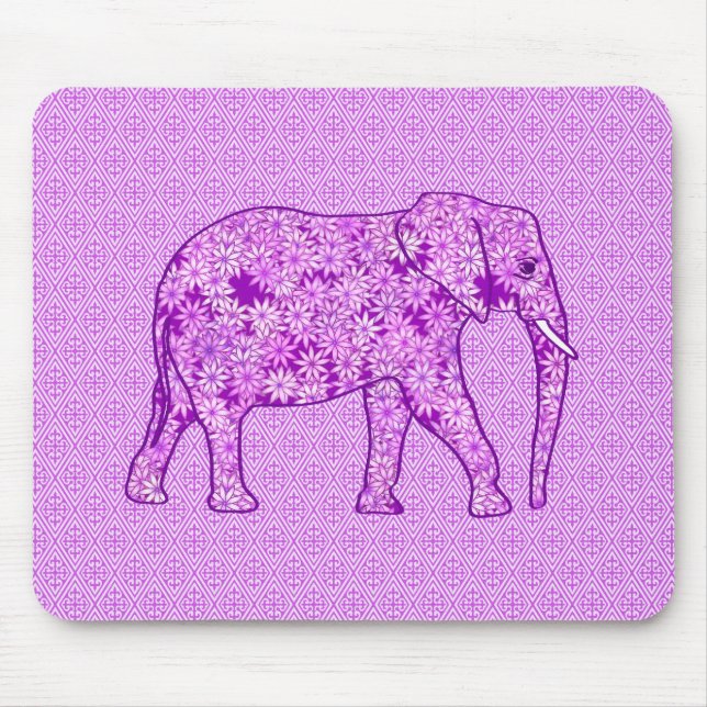 Flower elephant - amethyst purple mouse mat (Front)