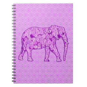 Flower elephant - amethyst purple notebook