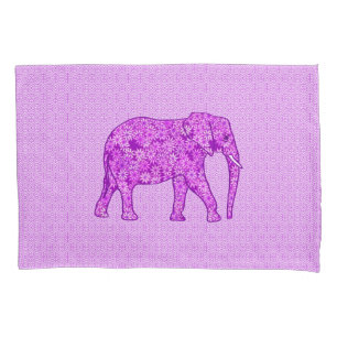Flower elephant - amethyst purple pillowcase