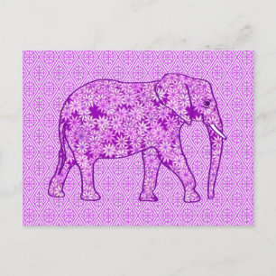 Flower elephant - amethyst purple postcard