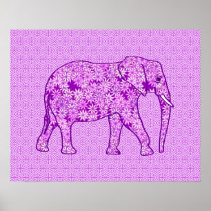 Flower elephant - amethyst purple poster