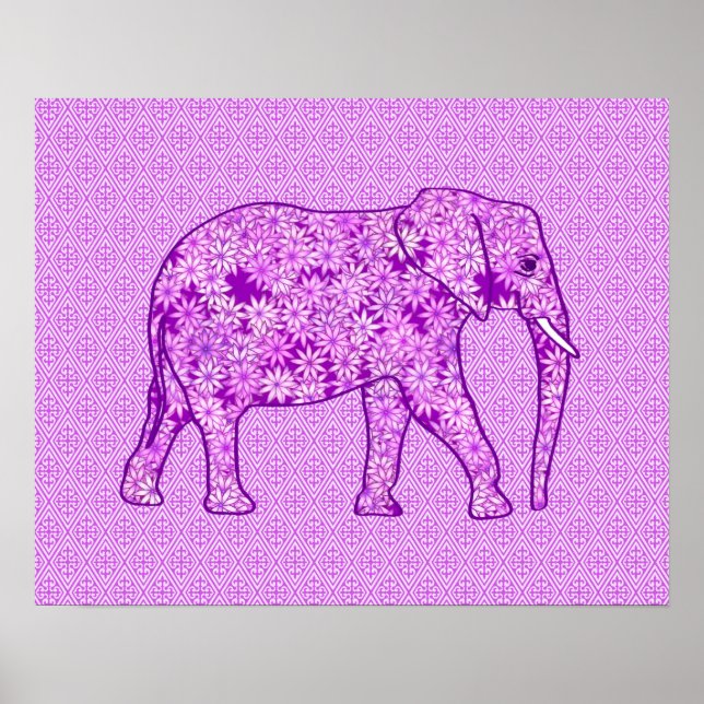 Flower elephant - amethyst purple poster (Front)
