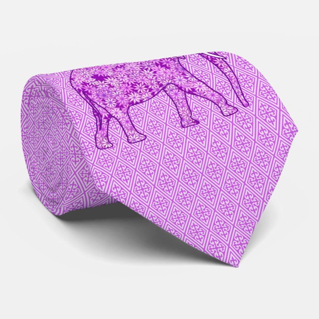 Flower elephant - amethyst purple tie (Rolled)