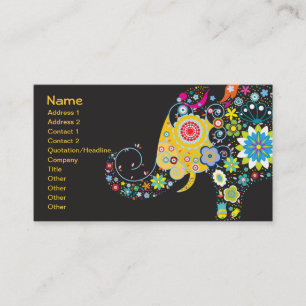 Flower Elephant Cute Girly Floral Fashion Business Card