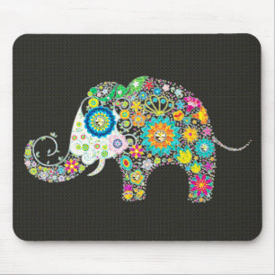 Flower Elephant - Diamond Studs Horizontal Mouse Mat