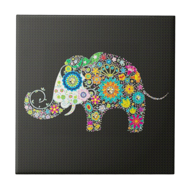 Flower Elephant - Diamond Studs Tile (Front)