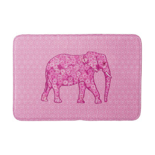 Flower elephant - fuchsia pink bath mat