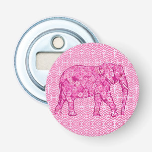 Flower elephant - fuchsia pink bottle opener