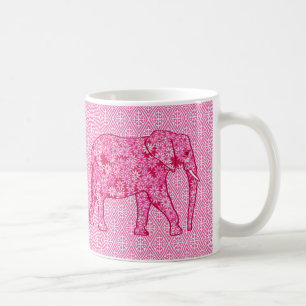 Flower elephant - fuchsia pink coffee mug