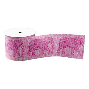 Flower elephant - fuchsia pink grosgrain ribbon