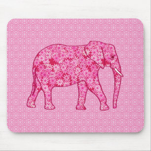 Flower elephant - fuchsia pink mouse mat