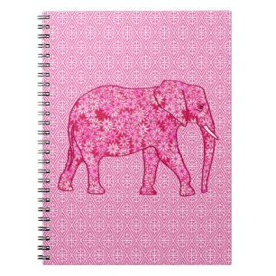 Flower elephant - fuchsia pink notebook