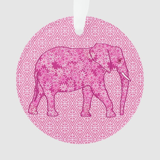 Flower elephant - fuchsia pink ornament (Front)