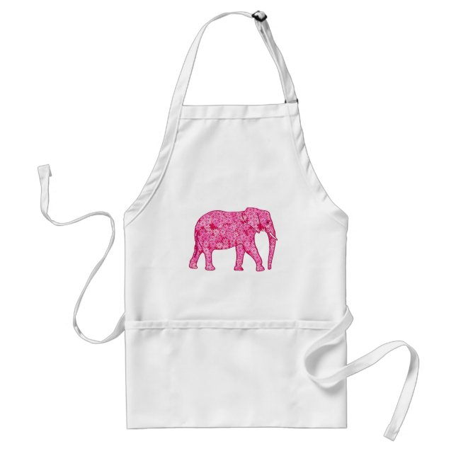 Flower elephant - fuchsia pink standard apron (Front)