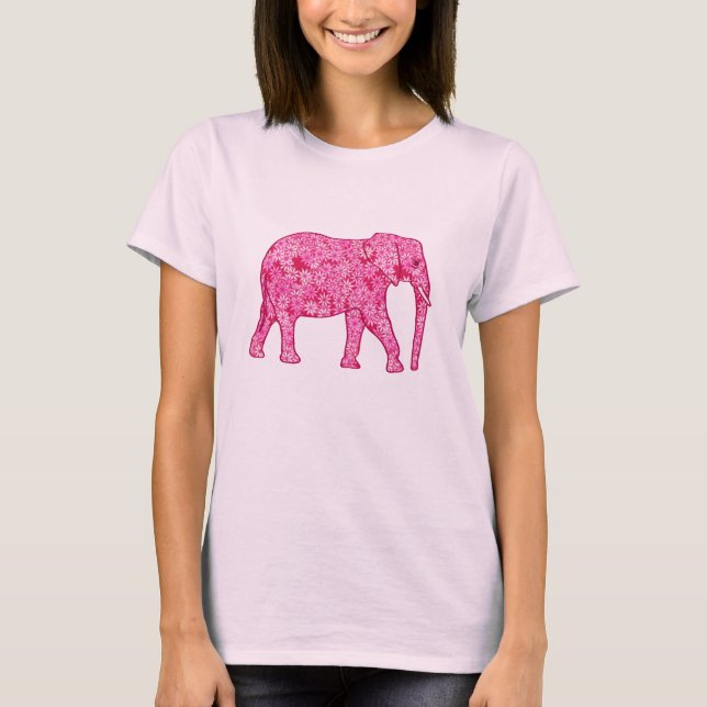 Flower elephant - fuchsia pink T-Shirt (Front)