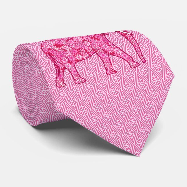 Flower elephant - fuchsia pink tie (Rolled)