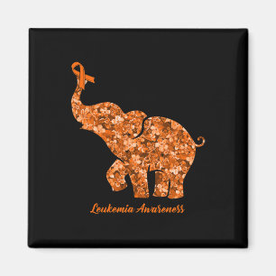 Flower Elephant Orange Ribbon Leukaemia Awareness Magnet