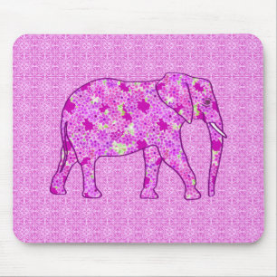 Flower elephant - orchid and magenta mouse mat