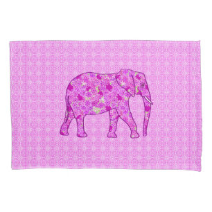 Flower elephant - orchid and magenta pillowcase