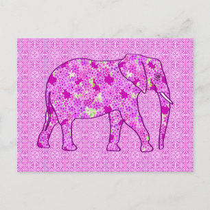 Flower elephant - orchid and magenta postcard