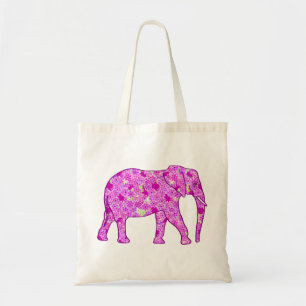 Flower elephant - orchid and magenta tote bag
