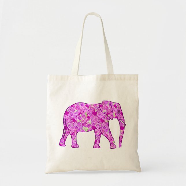 Flower elephant - orchid and magenta tote bag (Front)