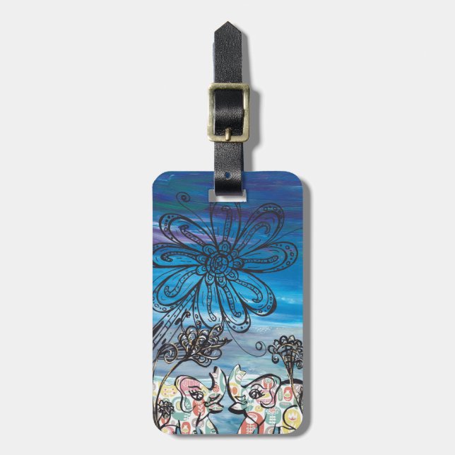 Flower Elephants Luggage Tag (Front Vertical)