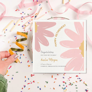 Flower Employee Staff Happy Retirement Party Napkin