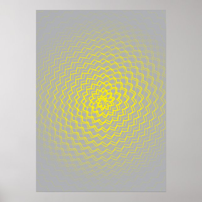 Flower Energy Pattern yellow grey Poster (Front)