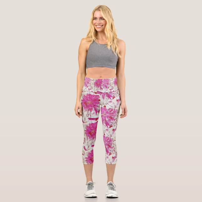 Flower Explosion Capri Leggings (Front)