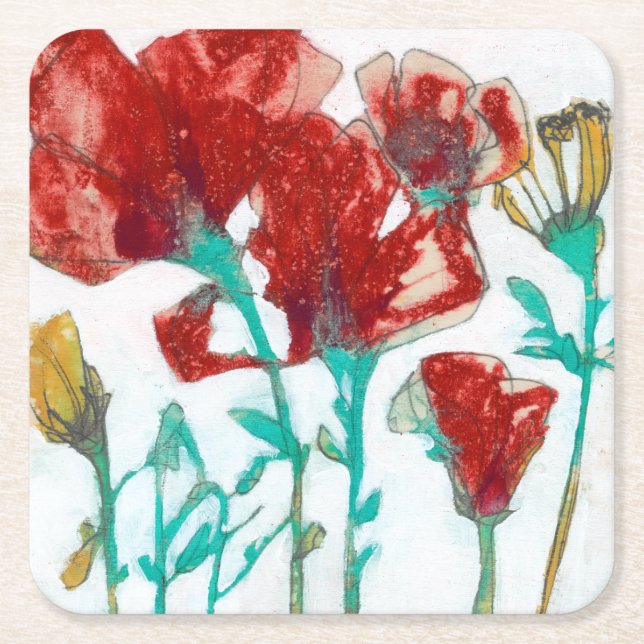 Flower Expression II Square Paper Coaster (Front)