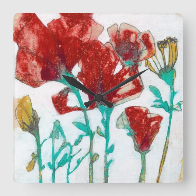 Flower Expression II Square Wall Clock (Front)