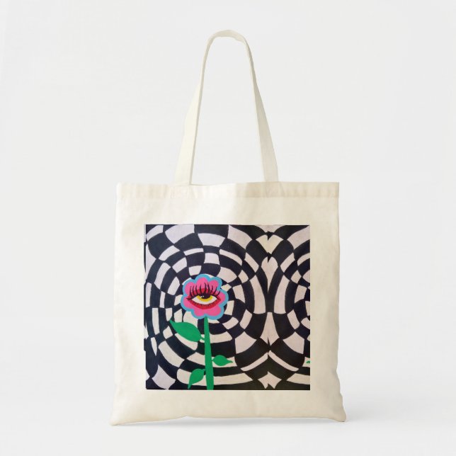 Flower Eye Illusion, Abstract Art Work Tote Bag (Front)