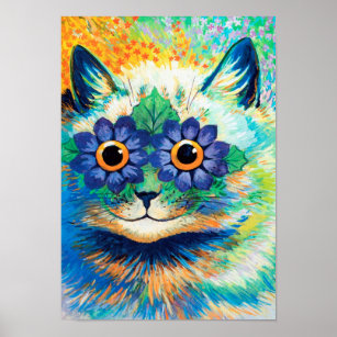 Flower Eyes Cat, Louis Wain Poster