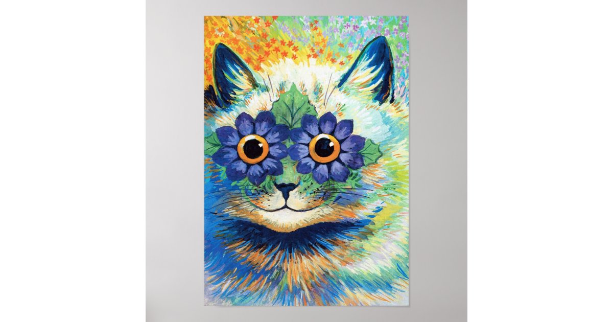 Flower Eyes Cat, Louis Wain Poster | Zazzle