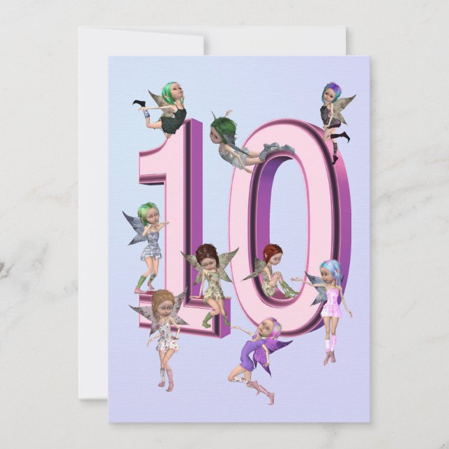 Flower fairies 10th Birthday Party invitation (Front)