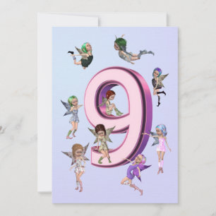 Flower fairies 9th Birthday Party invitation