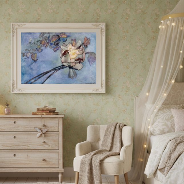 Flower Fairy and Butterflies by Warwick Goble Poster (Creator Uploaded)