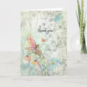 Flower Fairy and Butterfly Thank You Card