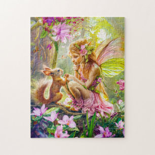 Flower Fairy and Playful Squirrel Jigsaw Puzzle