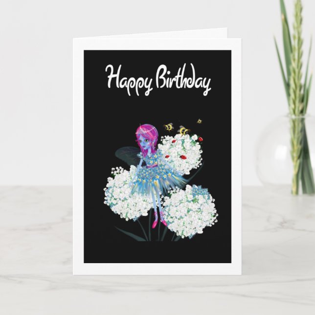 Flower Fairy Birthday Card - Add own greeting (Front)