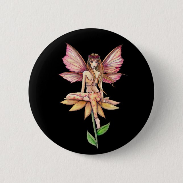 Flower Fairy Button Pin (Front)