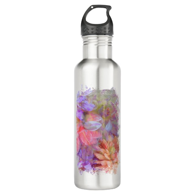 Flower Fairy Double Exposure Fantasy Art 710 Ml Water Bottle (Front)